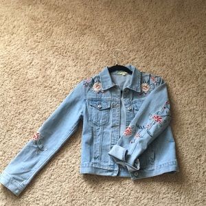 Light blue denim floral jacket